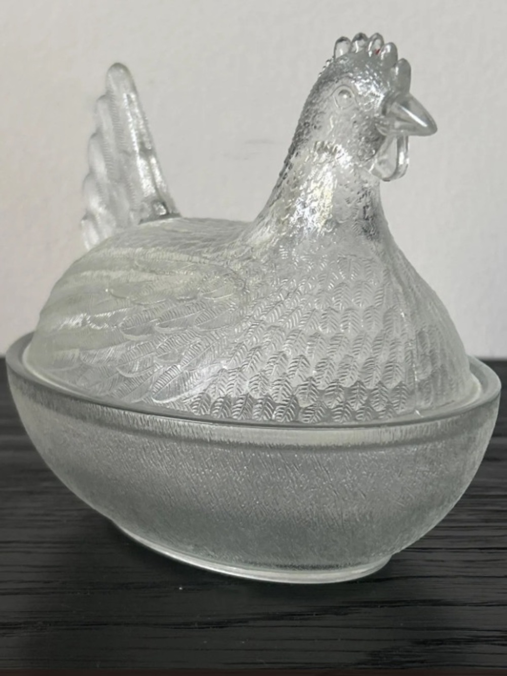 Original Indiana Glass Beadless Stippled Base Hen on A Nest Dish Clear 1930-1940 - Picture 4 of 14